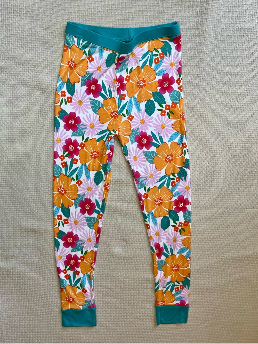 Little Sleepies Beachy Blooms Pajama Pants Size 9/10 Bamboo Tropical Floral EUC